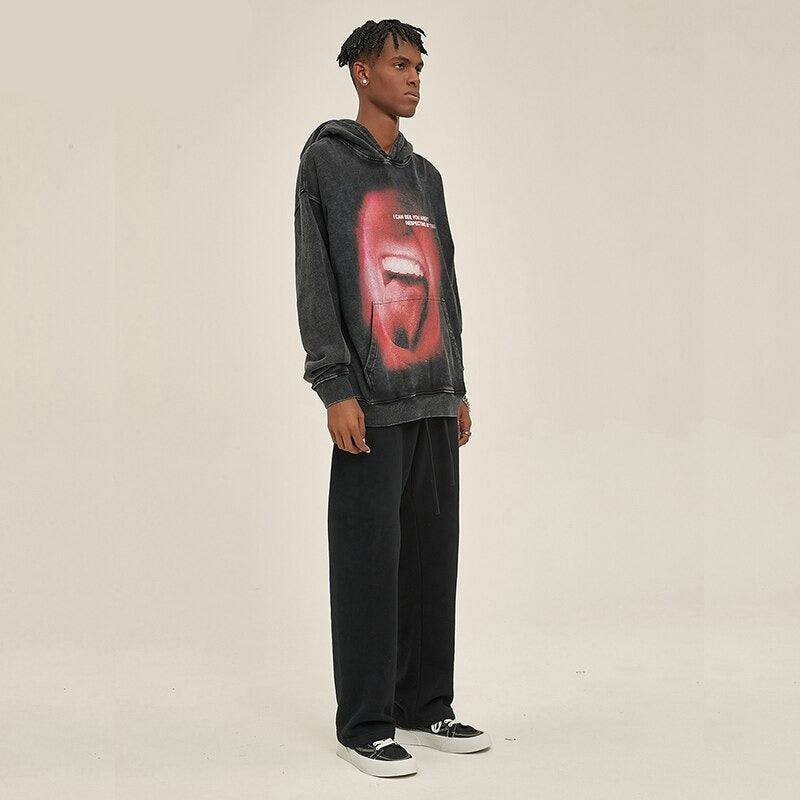 Territory Mouth Graphic Loose Hoodie