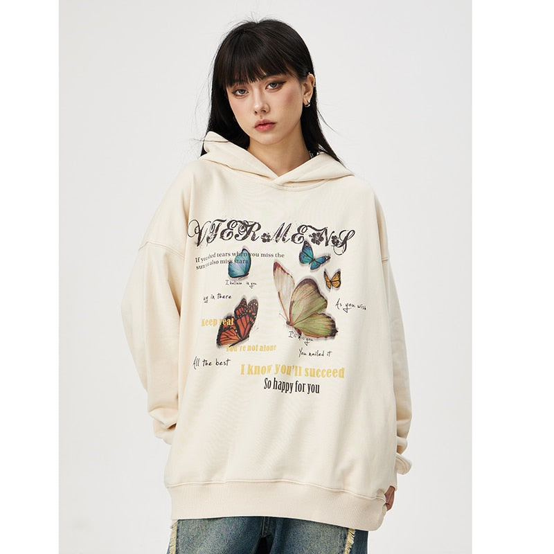 Territory Colorful Butterfly Graphic Print Hoodie
