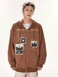 Territory Y2K Retro Patches Letter Print Hoodie