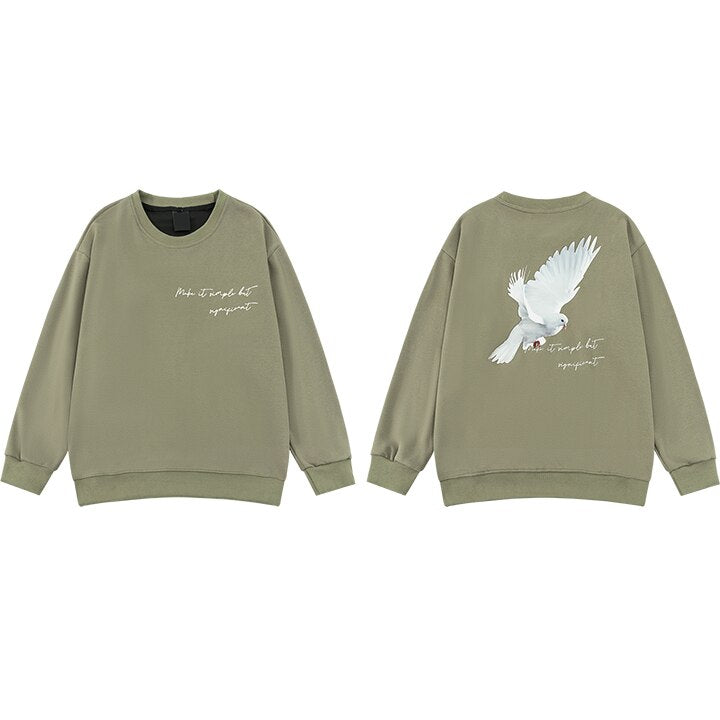 Territory Pigeon Graphic Print Loose Sweatshirt