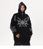 Territory Y2K Spider Embroidery Zip-Up Hoodie