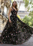 peopleterritory Sexy Black Embroideried Patchwork Chiffon Dress Summer LY1920