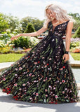 peopleterritory Sexy Black Embroideried Patchwork Chiffon Dress Summer LY1920