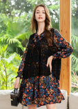 peopleterritory Style Black V Neck Print Chiffon Shirt Dress And Vest Two Piece Set Spring LY0250
