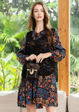 peopleterritory Style Black V Neck Print Chiffon Shirt Dress And Vest Two Piece Set Spring LY0250
