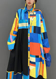 peopleterritory Stylish Blue Oversized Patchwork Exra Large Hem Cotton Shirt Dress Spring LY1661