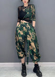 peopleterritory Unique Camouflage Print Tulle Patchwork Top And Pants Two Pieces Set Spring LC0303