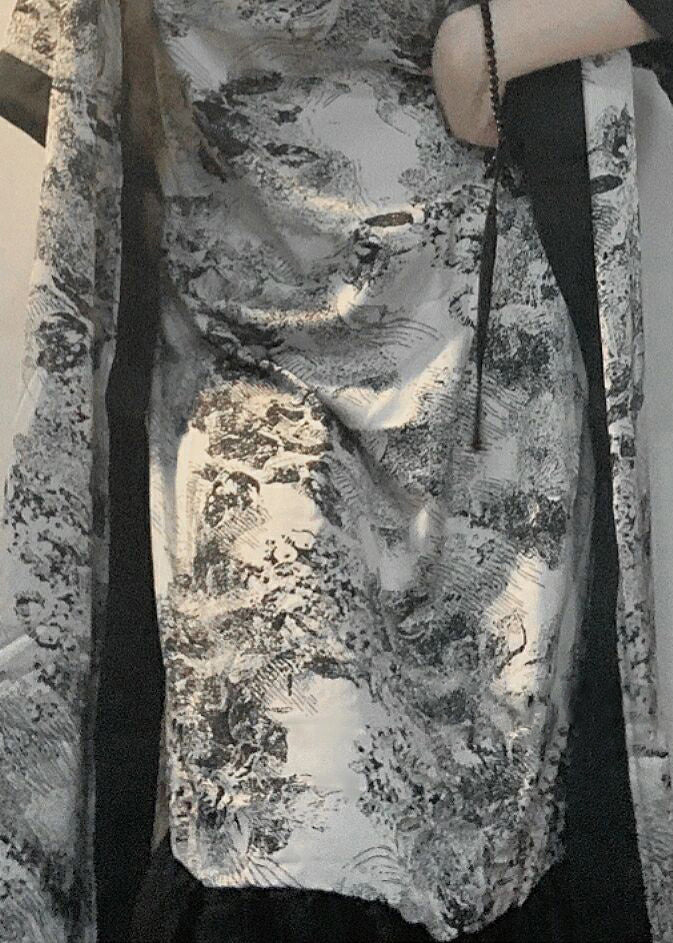 peopleterritory Vintage V Neck Print Ice Silk Pajamas Robe And Slip Dress Two Piece Set Summer LY1912