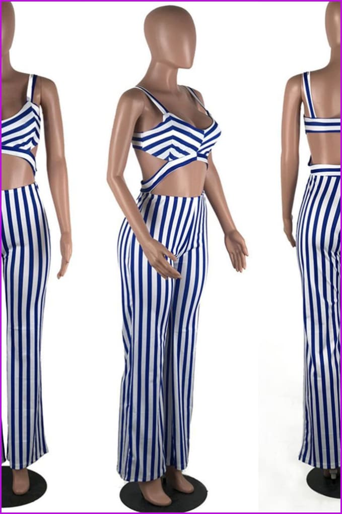 peopleterritory Black/Red/Blue Stripes Bow Jumpsuit F109