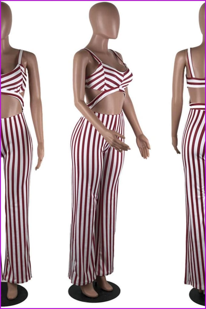 peopleterritory Black/Red/Blue Stripes Bow Jumpsuit F109
