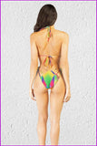 peopleterritory Colorful Tie Dye Halterneck Backless Swimsuit For Women F870