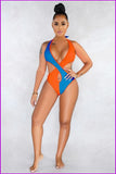 peopleterritory Contrast Color Halter Backless One Piece Swimsuit AW6071
