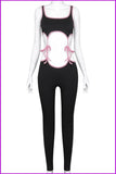 furdelashop Contrast Trim Sleeveless Lace-Up Bodycon Jumpsuit F2000