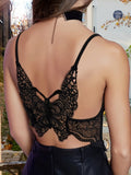 peopleterritory Butterfly Pattern Lace Cami Top KF4120