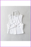 peopleterritory Designer Patchwork White Cropped Halter Tank Tops FW6083