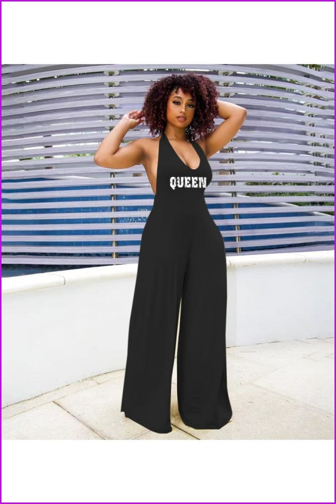 peopleterritory Fashion Casual Halter Letter Printing Women's Jumpsuit FC1040