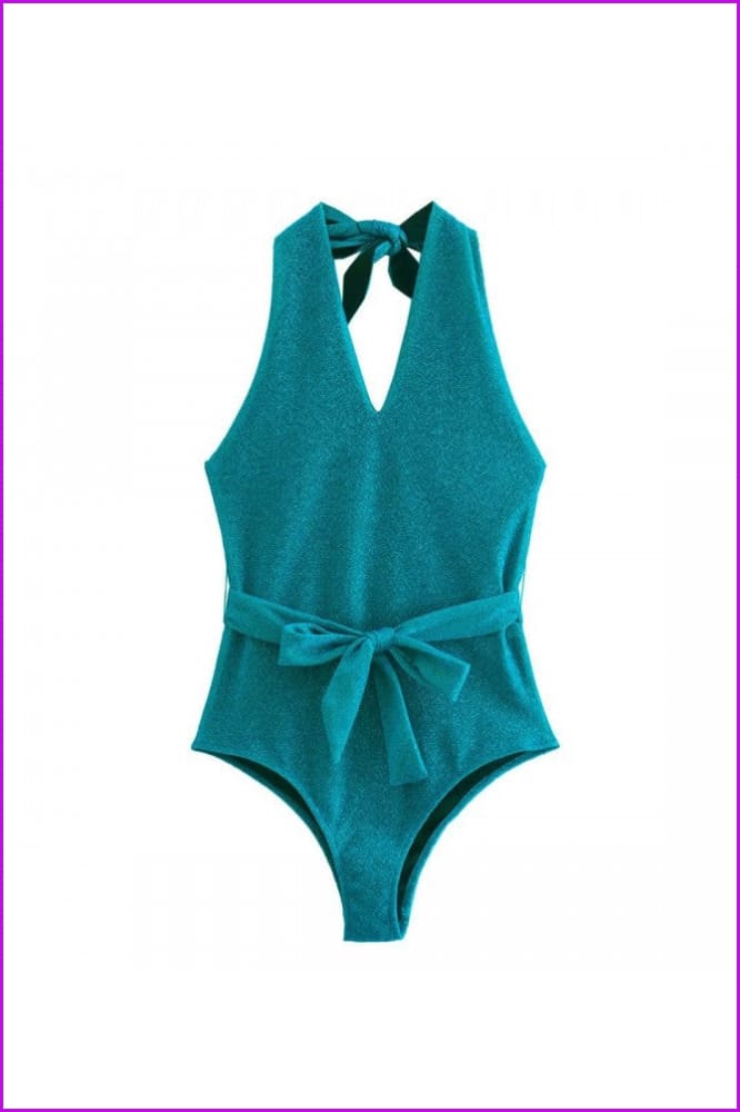 peopleterritory Halter Backless Solid One Piece Swimsuits FW5506