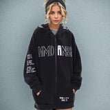 Territory Embroidery Letter Print Zip-up Hoodie
