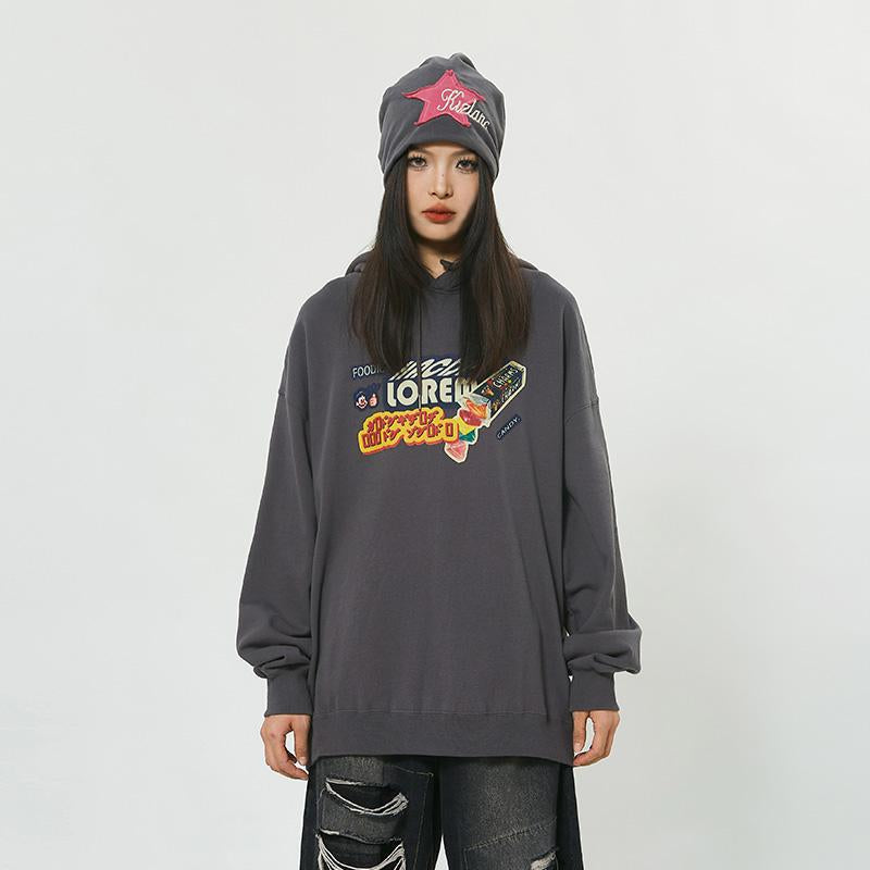 Territory Letter Candy Print Oversized Hoodie