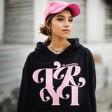 Territory Loose Front Pocket Letter Print Hoodie