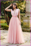 peopleterritory Ladies Pink V Neck Halter Backless Evening Maxi Dress FC1478