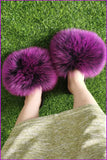 peopleterritory Luxurious Purple Super Flufffy PVC Fur slides F020