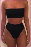 peopleterritory Pure Color Strapless High Waisted Swimsuit DA257