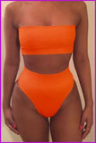 peopleterritory Pure Color Strapless High Waisted Swimsuit DA257
