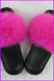 peopleterritory Ready Stock Hot Pink Fur Slides F725
