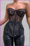 peopleterritory See Through Lace Solid Strapless Corsets F1037