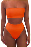 peopleterritory Simple Style Solid Strapless 2 Piece Bathing Suits AW6038