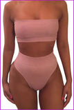 peopleterritory Simple Style Solid Strapless 2 Piece Bathing Suits AW6038