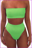 peopleterritory Simple Style Solid Strapless 2 Piece Bathing Suits AW6038