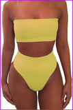 peopleterritory Simple Style Solid Strapless 2 Piece Bathing Suits AW6038