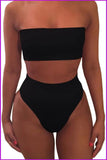 peopleterritory Simple Style Solid Strapless 2 Piece Bathing Suits AW6038