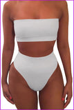 peopleterritory Simple Style Solid Strapless 2 Piece Bathing Suits AW6038