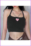 peopleterritory Sleeveless Knitting Chain Halter Cropped Tank Top FW3132