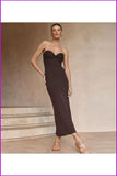 peopleterritory Slit Strapless Solid Maxi Dresses For Women FC593