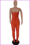 peopleterritory Solid Color Ruched Skinny Strapless JumpsuitDE954