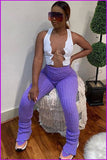 peopleterritory Solid Mid Waist Split Hem Skinny Pants For Women F1501
