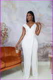 peopleterritory Stylish Ladies White Wide Leg Sleeveless Jumpsuits FW4495