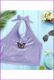 peopleterritory Summer Halter Butterfly Pattern Women's Crop Vest