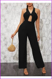 peopleterritory Summer Halter Hollowed Out Backless Jumpsuit FW5881