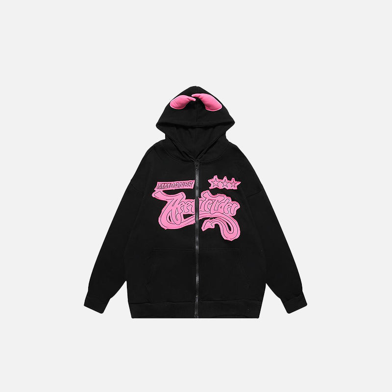 Territory Star Letter Embroidery Zip-up Hoodie