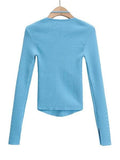 peopleterritory Latest Solid Halter Low Out Long Sleeve Tops