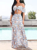peopleterritory New Strapless Print Two Piece Skirt Sets