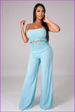 peopleterritory New Strapless Solid Camisole With Long Pants F3180