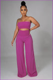 peopleterritory New Strapless Solid Camisole With Long Pants F3180