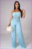 peopleterritory New Strapless Solid Camisole With Long Pants F3180