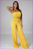 peopleterritory New Strapless Solid Camisole With Long Pants F3180